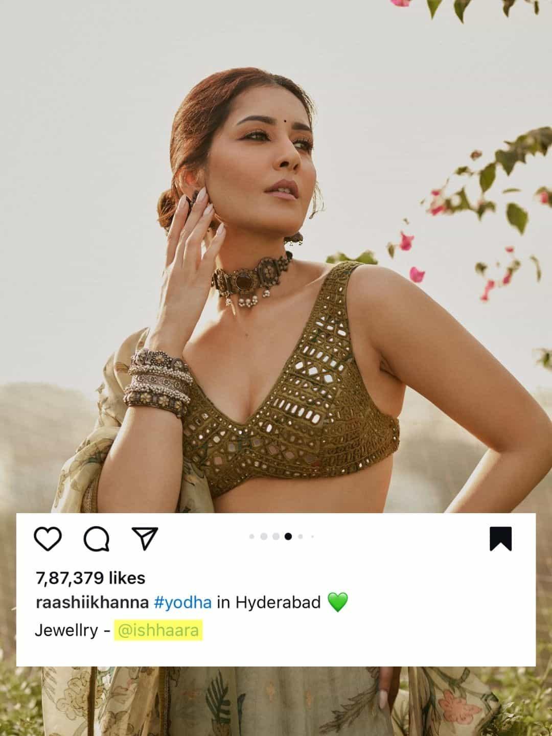 Ishhaara Raashii Khanna In Oxidised Flower Shaped Tribal Bangle