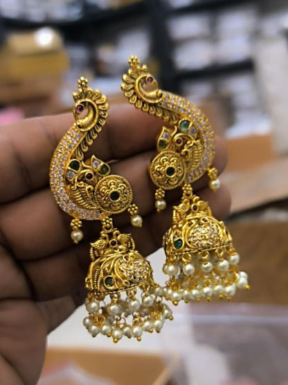 Ishhaara Radiant Gold Cuff Jhumka Earrings