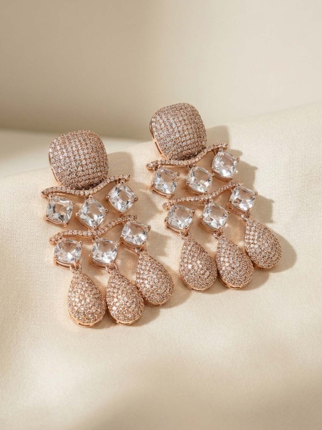 Ishhaara Radiant Raindrop Diamond Earrings