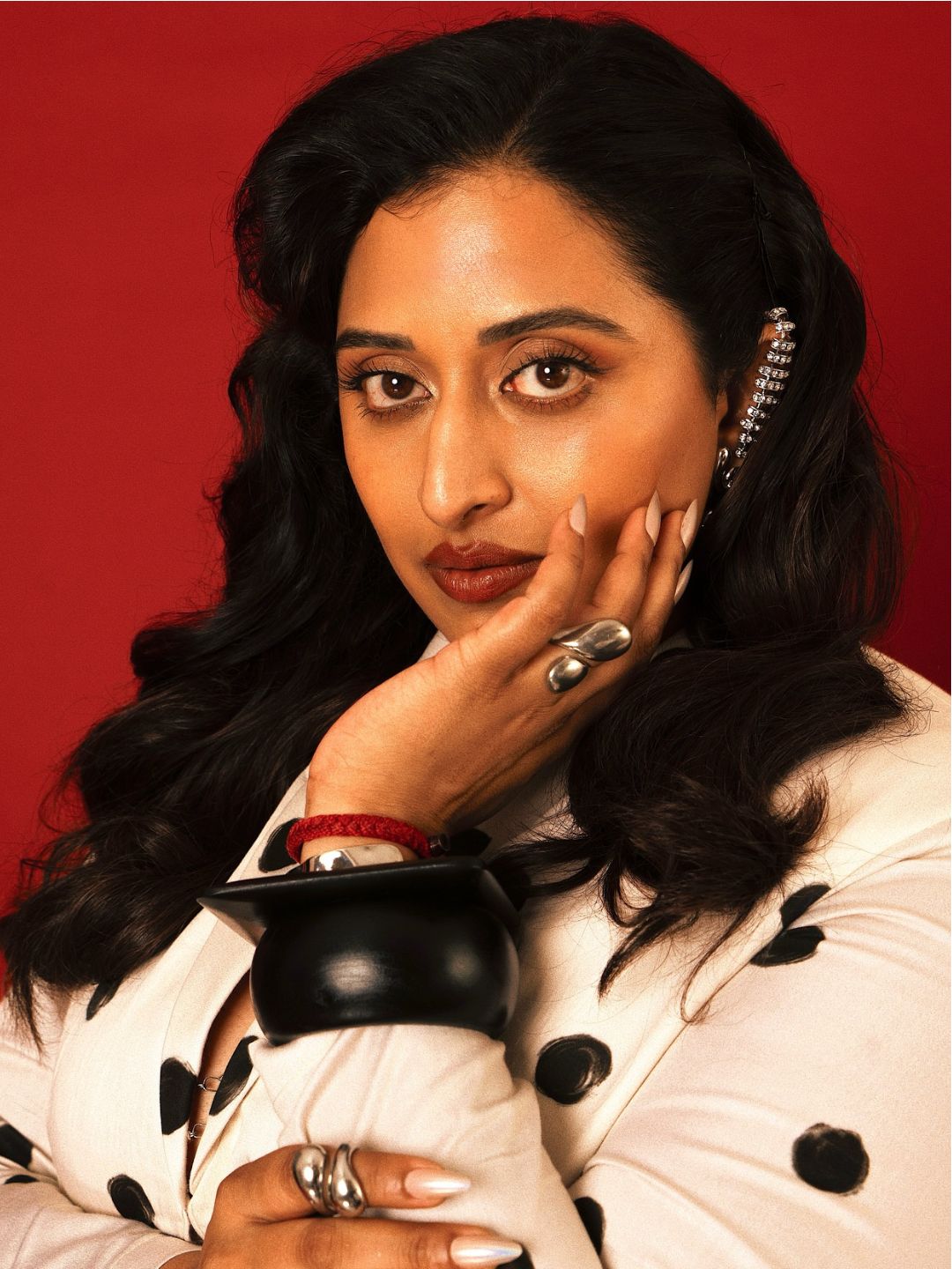 Ishhaara Raja Kumari In Water Drop Shaped Doublet Rings