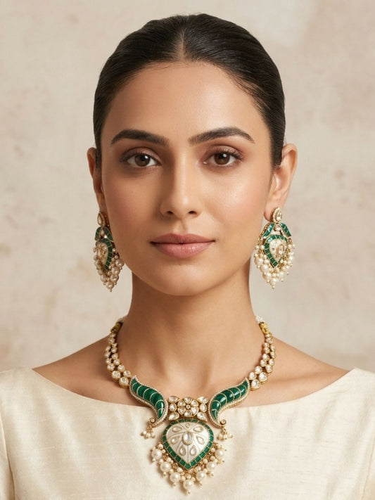 Ishhaara Rajasthani Meenakari Polki Kundan Hasli