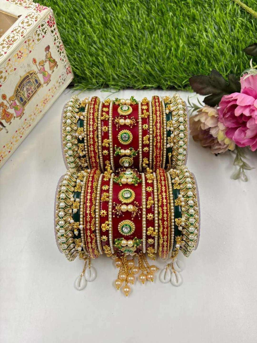 Ishhaara Rajasthani Traditional Bridal Chura Set With Beautiful Kundan And Latkan