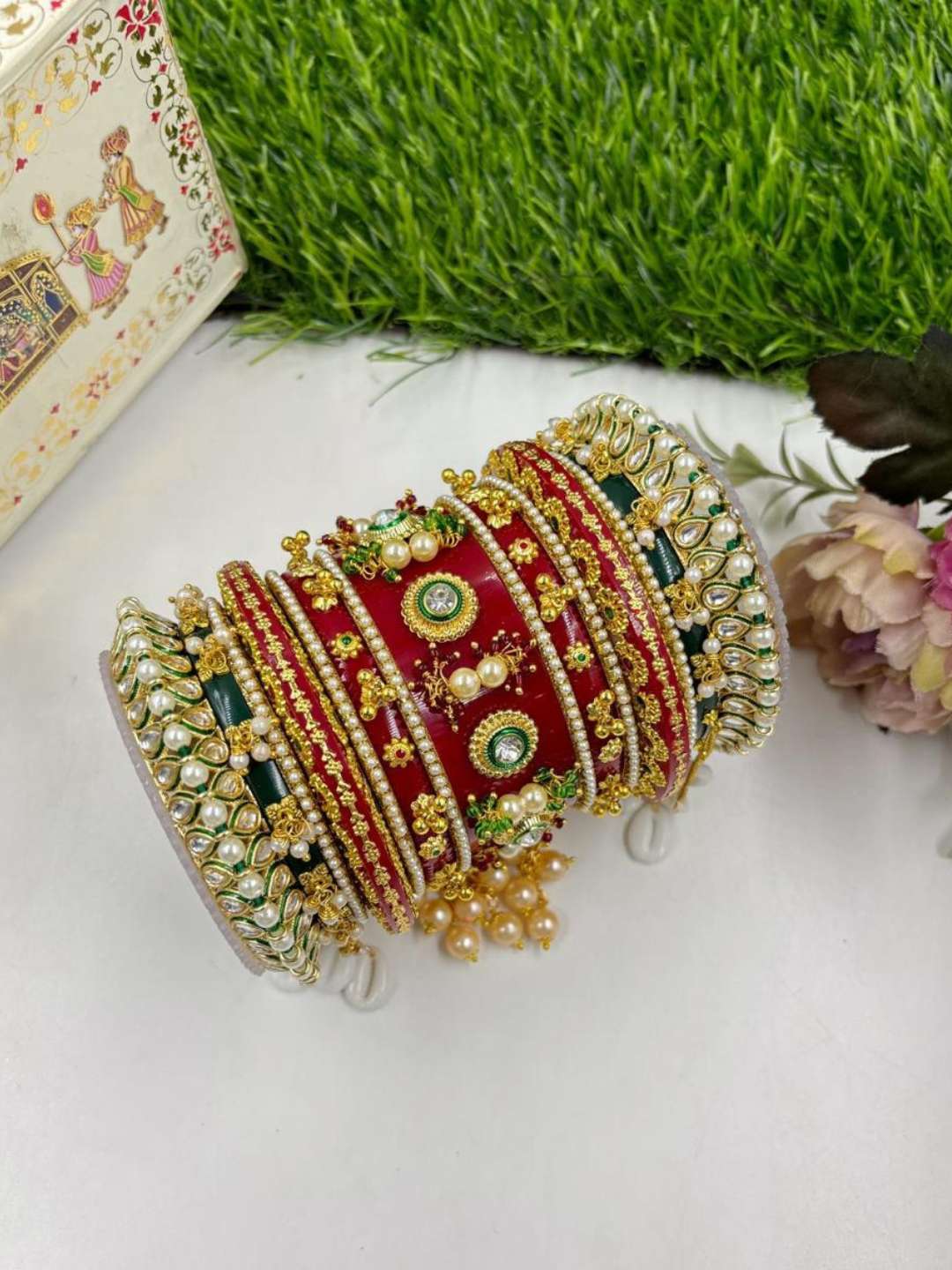 Ishhaara Rajasthani Traditional Bridal Chura Set With Beautiful Kundan And Latkan