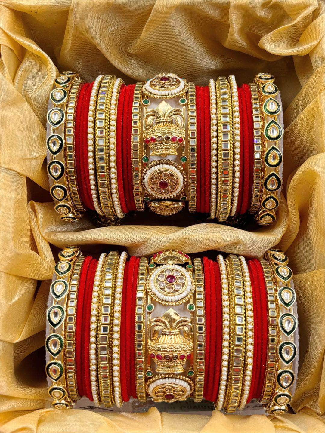 Ishhaara Rajasthani Traditional Kalash Design Bridal Bangle Set