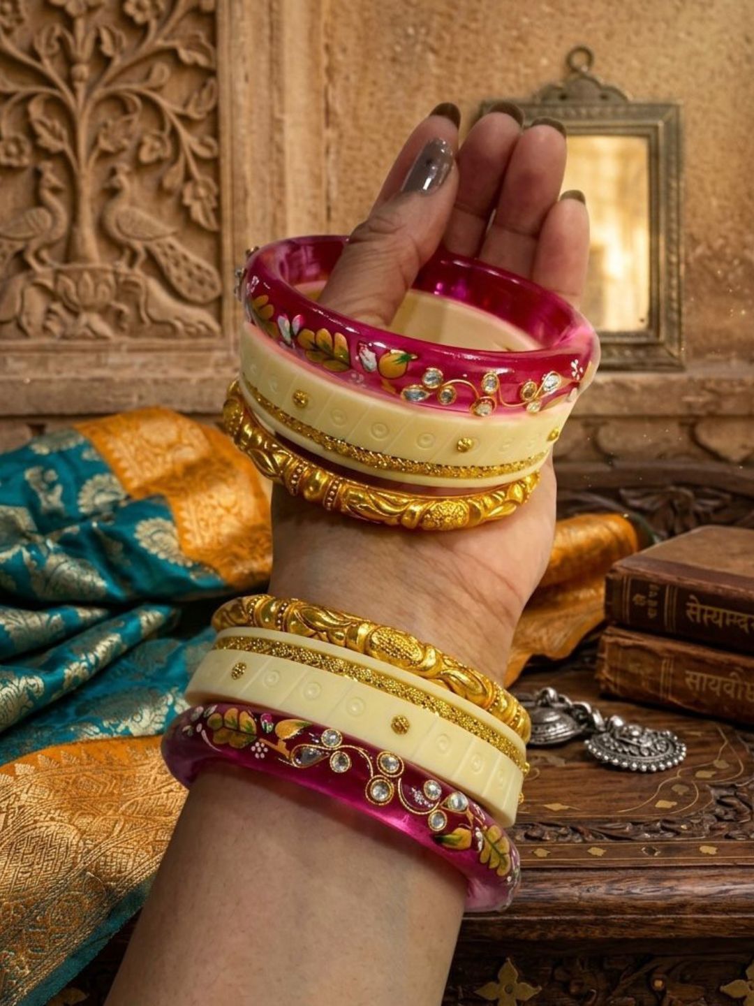 Ishhaara Rajputi Bur Oil Painted Dhalu Chooda