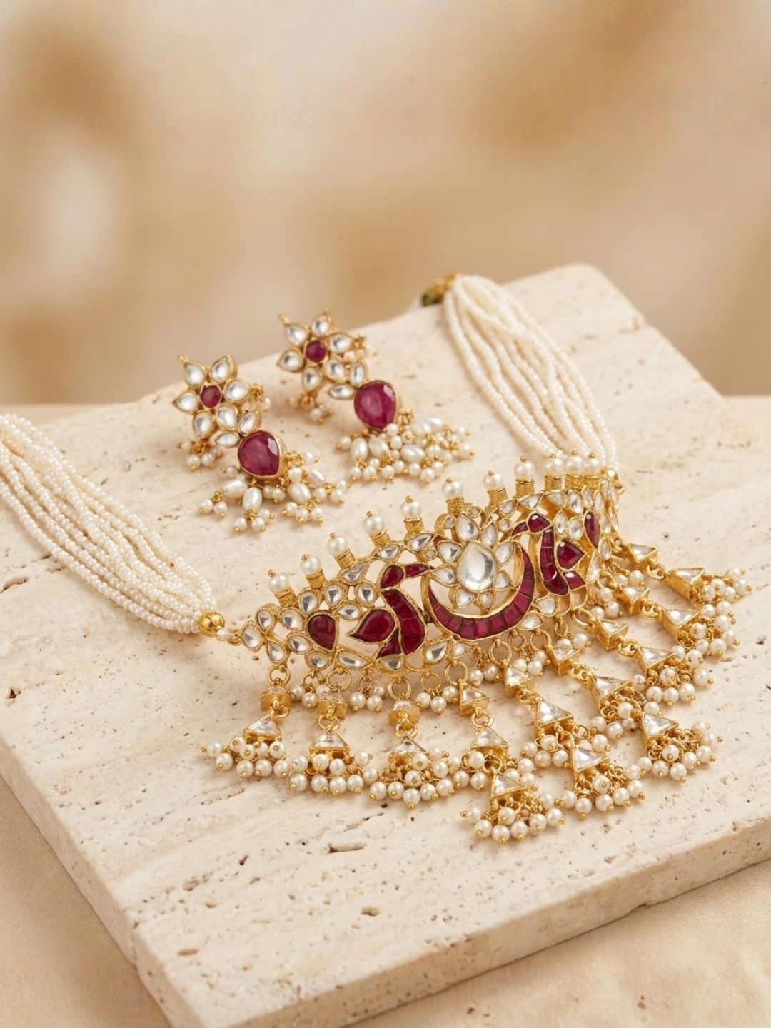 Ishhaara Rajputi Pearl Necklace Set