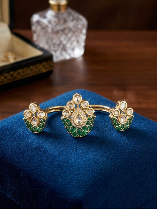 Ishhaara Rajwada Kundan Dual Ring
