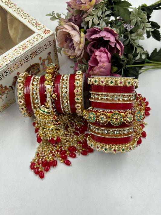 Ishhaara Rajwadi Bangles With Kundan Chuda