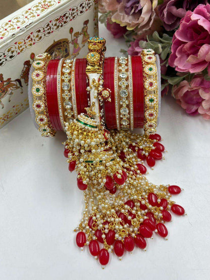 Ishhaara Rajwadi Bangles With Kundan Chuda