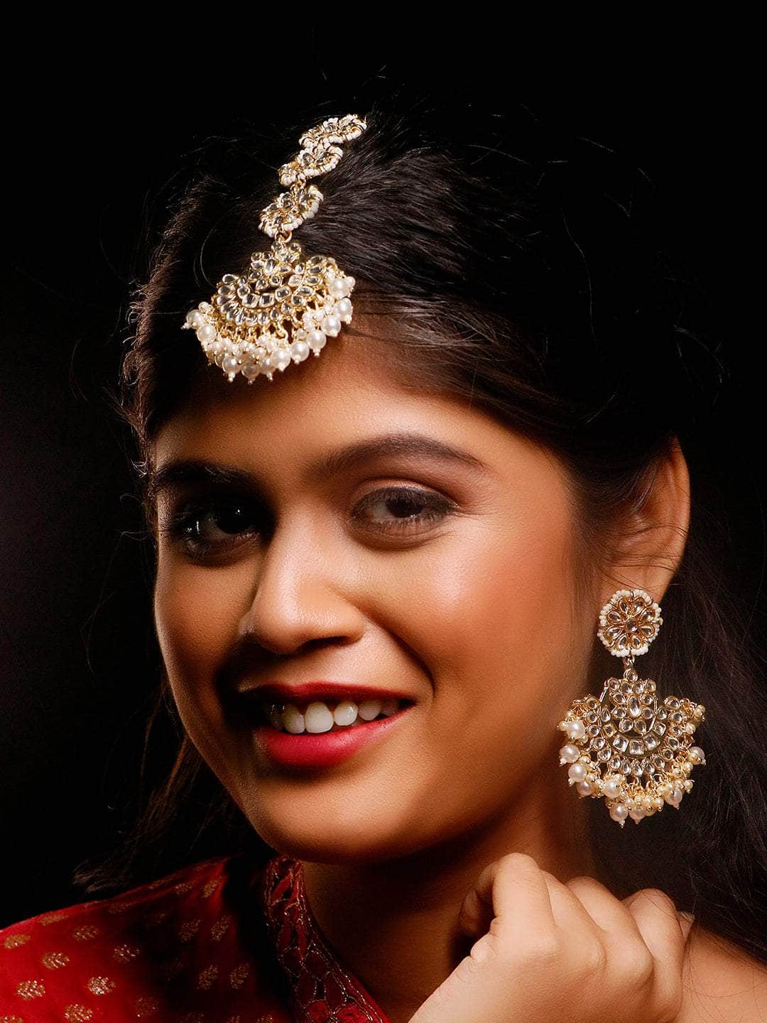 Ishhaara Rajwadi Chandbali Teeka and Classic Chandbali Earrings Set