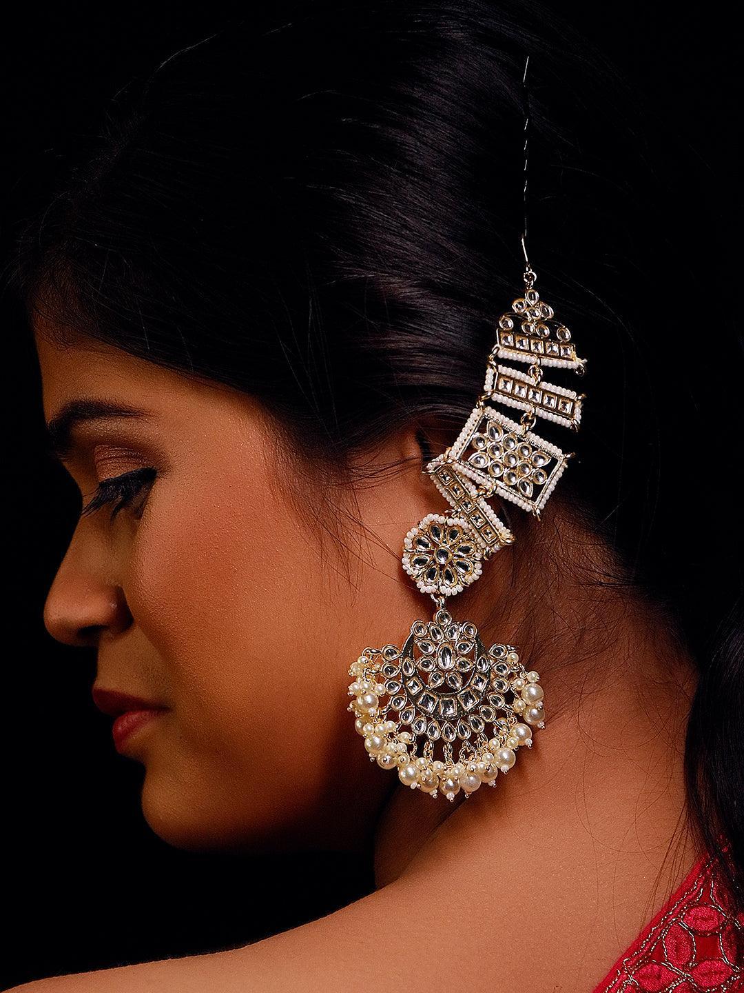 Ishhaara Rajwadi Earring With Holder White