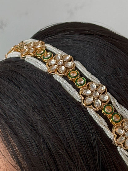 Ishhaara Rajwadi Kundan Pearl Studded Hairband