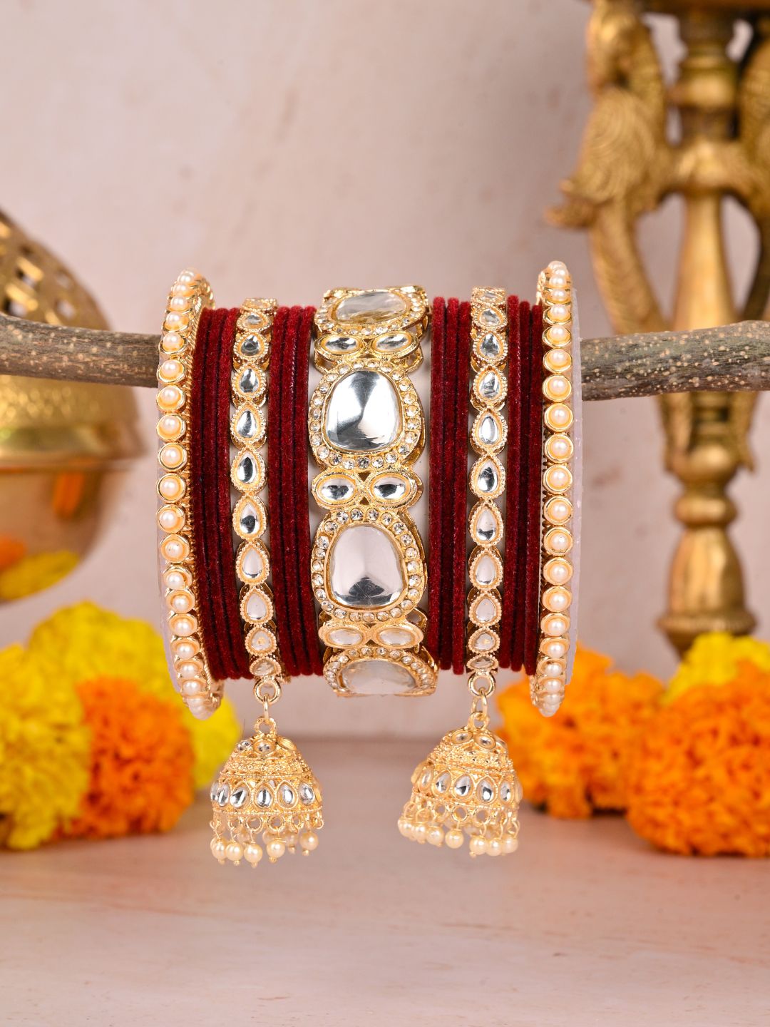 Ishhaara Rajwadi Style Polki Studded Bridal Chooda