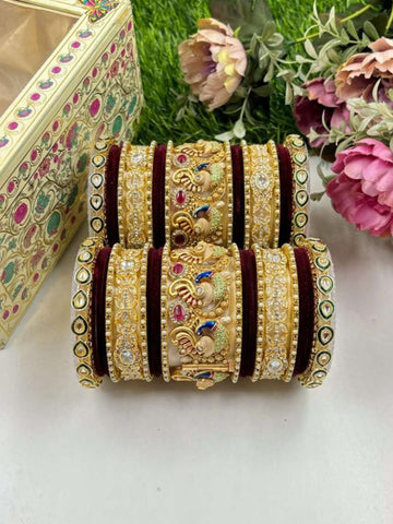 Ishhaara Rajwadi Wedding Bangle Set With Best Peacock Design Kada