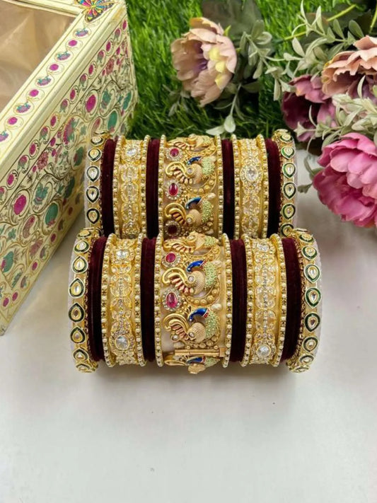 Ishhaara Rajwadi Wedding Bangle Set With Best Peacock Design Kada