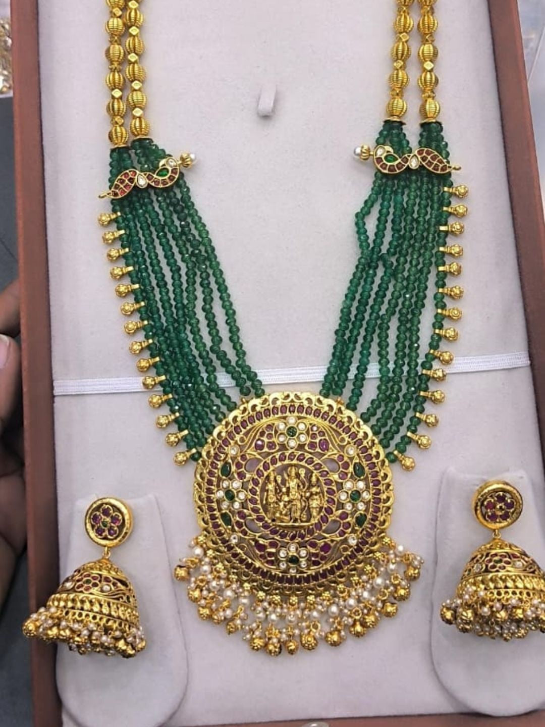 Ishhaara Ram Darbar Beaded Long Necklace Set - handcrafted Indian jewellery