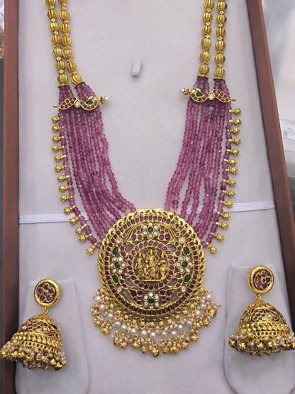 Ishhaara Ram Darbar Beaded Long Necklace Set - handcrafted Indian jewellery - view 3