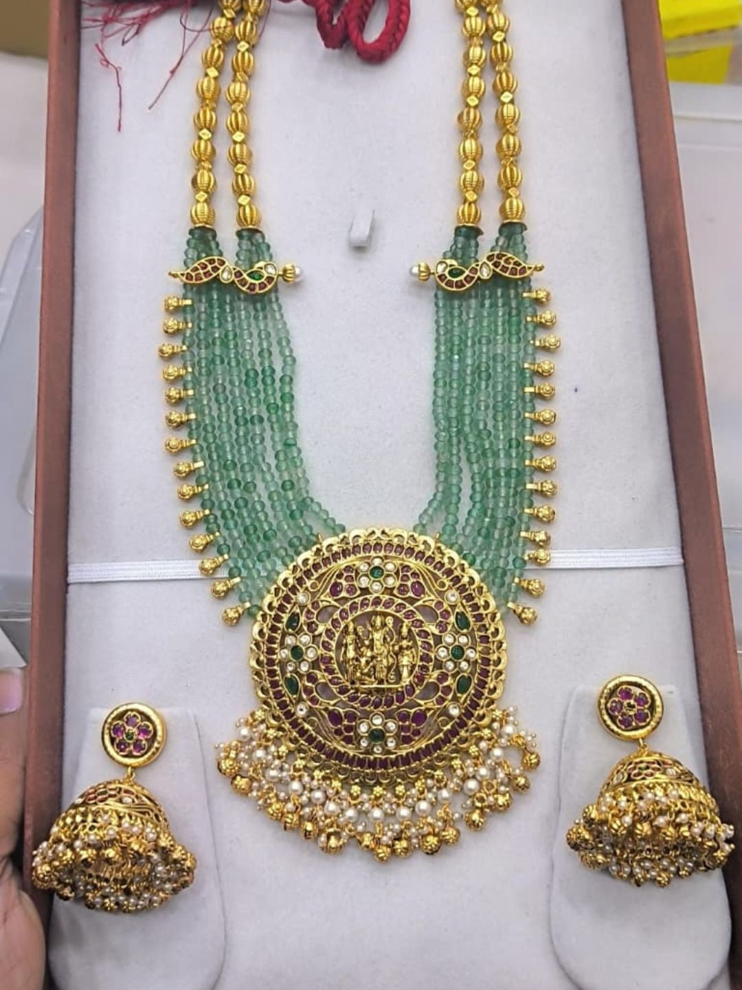 Ishhaara Ram Darbar Beaded Long Necklace Set - handcrafted Indian jewellery - view 5