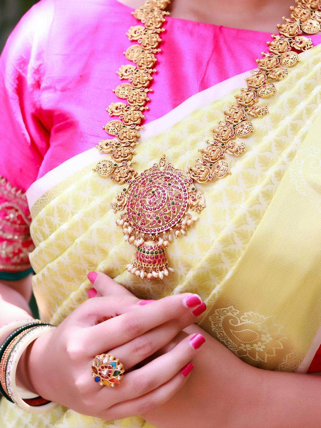 Ishhaara Real Kemp Heavy Bridal Necklace Set