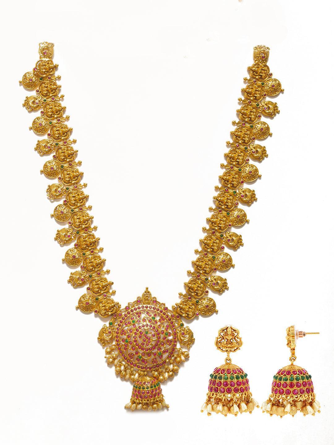 Ishhaara Real Kemp Heavy Bridal Necklace Set
