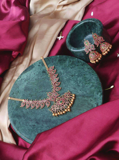Ishhaara Real Kemp Studded Mango Necklace Set