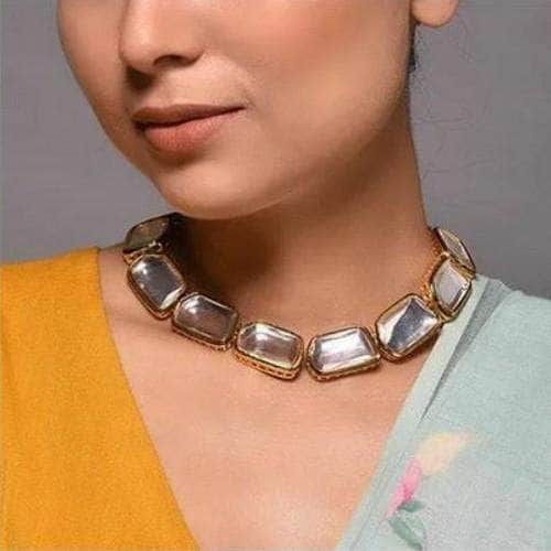 Ishhaara Rectangular Kundan Choker Necklace Set