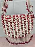 Ishhaara Red  Pearl Bag With Hangings