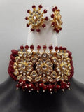 Ishhaara Red 3 Flower Motif Choker Onex Choker Necklace Set