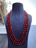 Ishhaara Red 3 Layered Beads Necklace