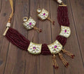 Ishhaara Red 3 Pendant Onex Necklace Set