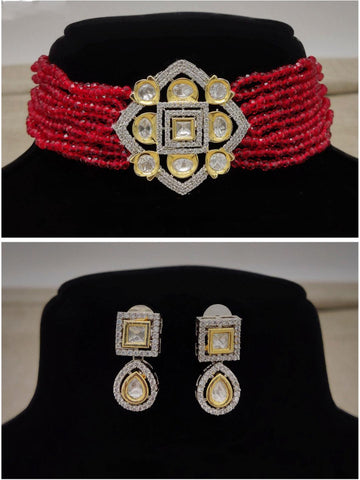 Ishhaara Ad Stone Choker Necklace Set