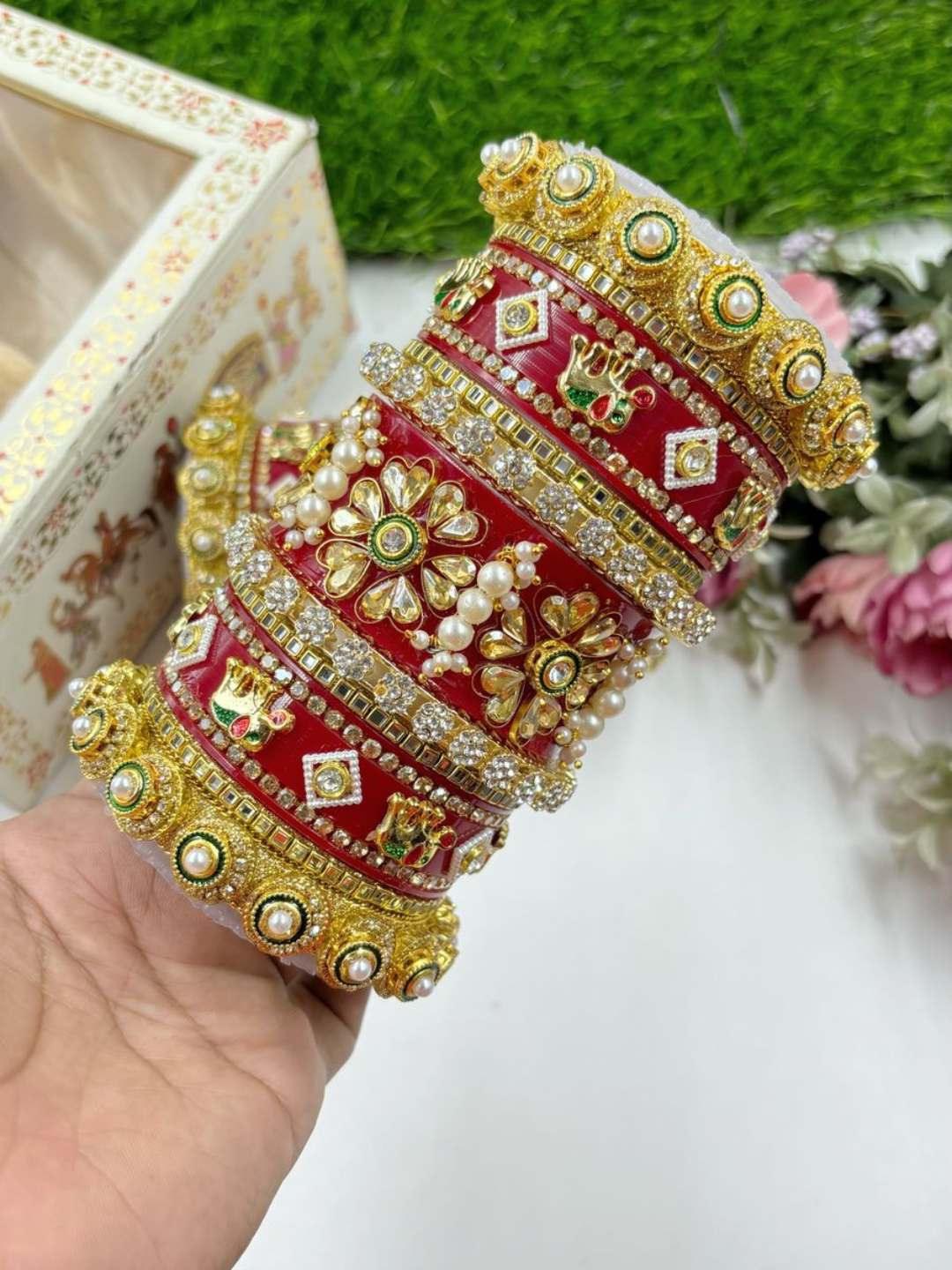 Ishhaara Red And Gold Colour Rajwadi Rajasthani Bridal Chooda