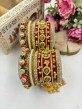 Ishhaara Red And Green Kundan Studded Meenakari Bridal Chooda