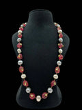 Ishhaara Red Baroque And Pearl Studded Necklace