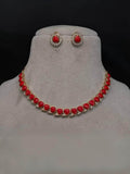 Ishhaara Red Beaded Choker Necklace Set