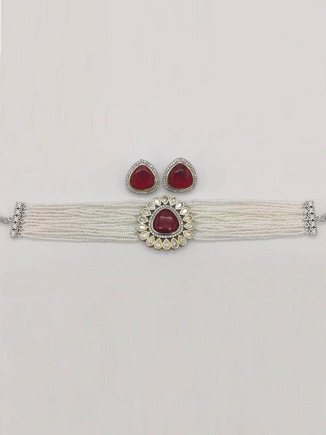 Ishhaara Beaded Jewellery Set With Ad Stones