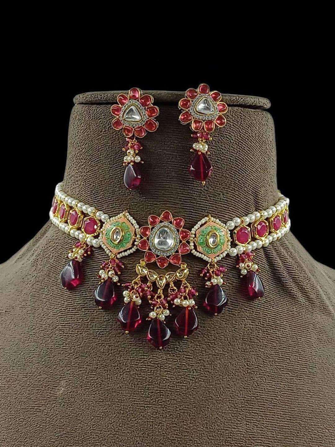 Ishhaara Beaded Polki Kundan Choker Set