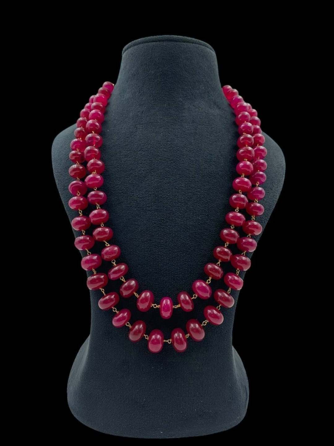 Ishhaara Red Beaded Semi Precious Double Layered Necklace