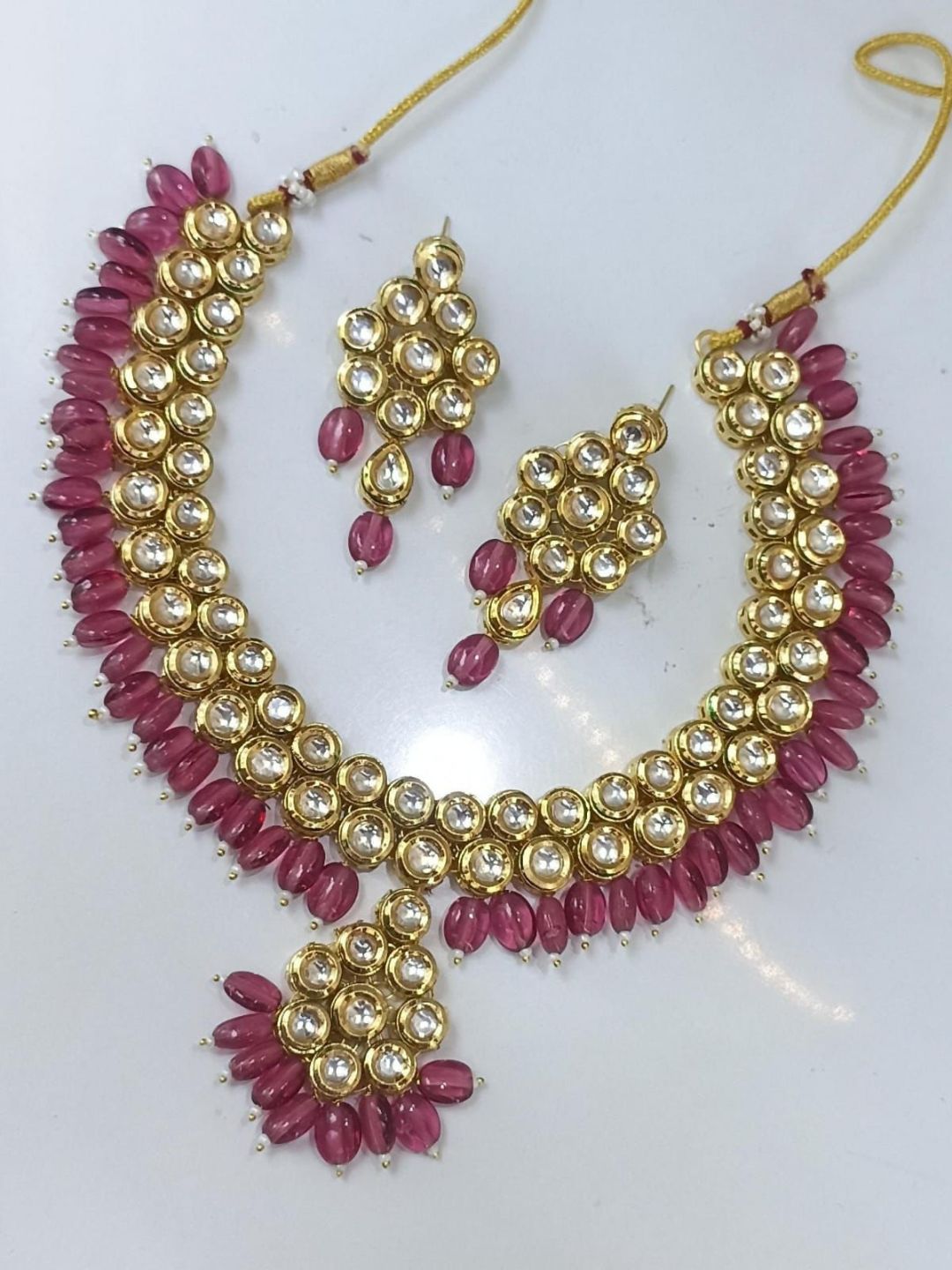 Ishhaara Red Beads Studded Kundan Necklace