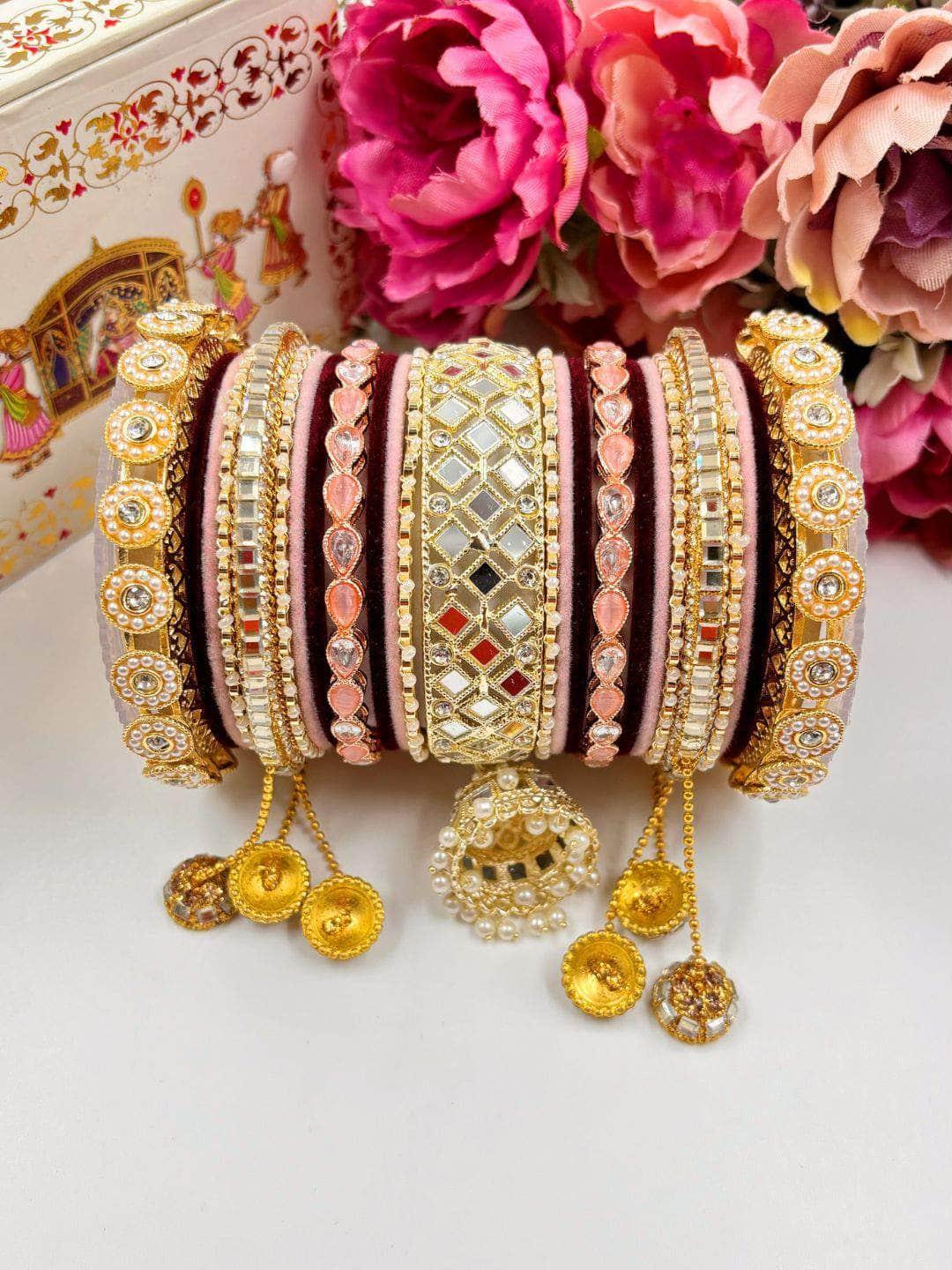 Ishhaara Red And Beige Bridal Rajwadi Chooda