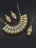 Ishhaara Red Big Kundan Broad Necklace Set