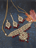 Ishhaara Red Big Pendant Choker Necklace Set