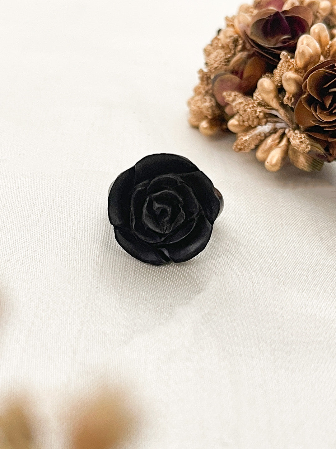 Ishhaara Red Black Rose Enamel Ring