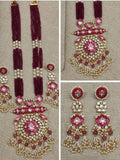 Ishhaara Red Brass Kundan Long Necklace Set