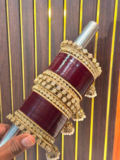 Ishhaara Red Kundan Bangles — handcrafted Indian jewellery - view 2