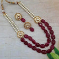 Ishhaara Red Chakra Side Patch Necklace Set