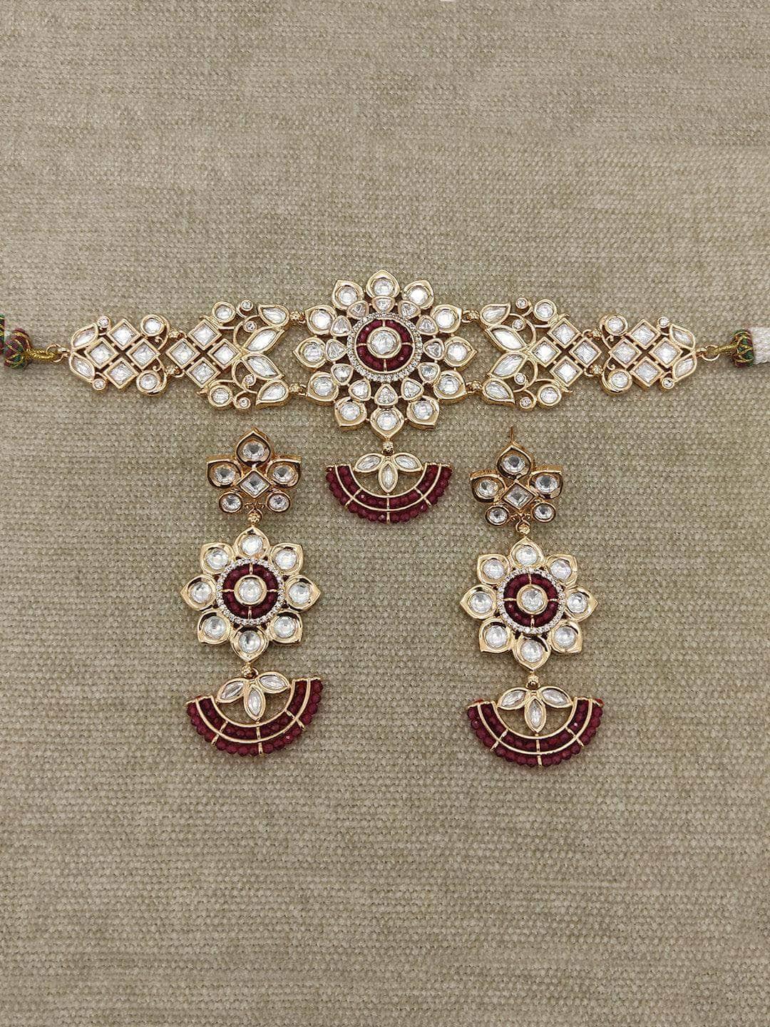 Ishhaara Chand Shaped Ad Stone Choker