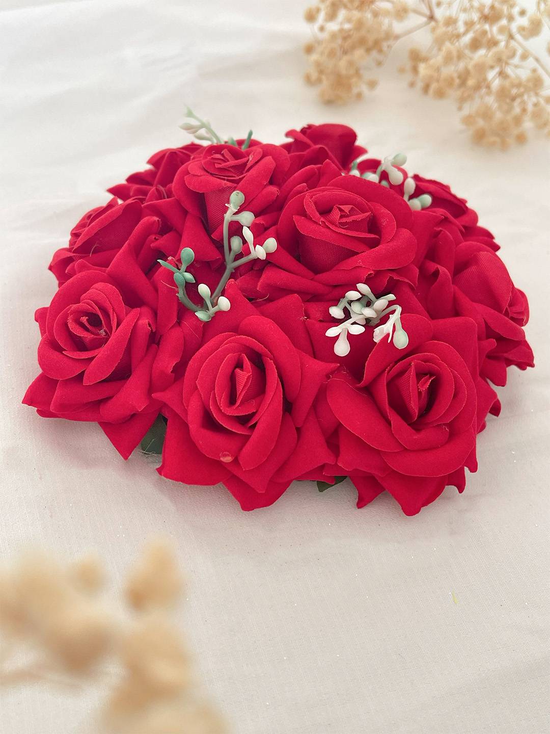 Ishhaara Red Color Rose Flower Hair Juda