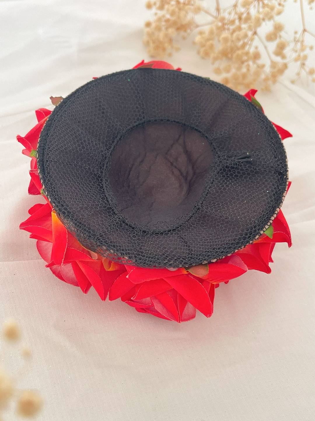Ishhaara Red Colored Artificial Bun Floral Hair Accessories