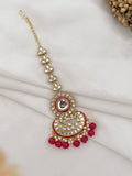 Ishhaara Red Colored Bridal Kundan Necklace Set